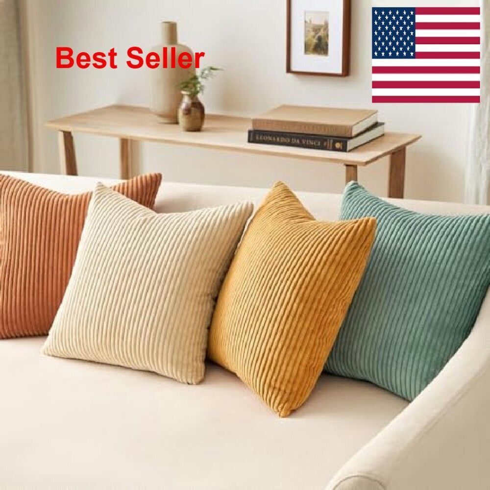 Velvet Throw Pillow Covers Set of 4 Modern Boho Farmhouse Home Decor - Picture 3 of 8